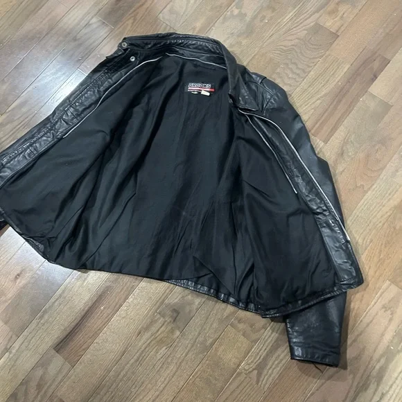 Vintage leather jacket biker jacket size Large heavy duty - Picture 8 of 13